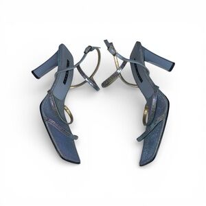 Baby blue & gold strappy heels by Nine West size 7.5 women’s